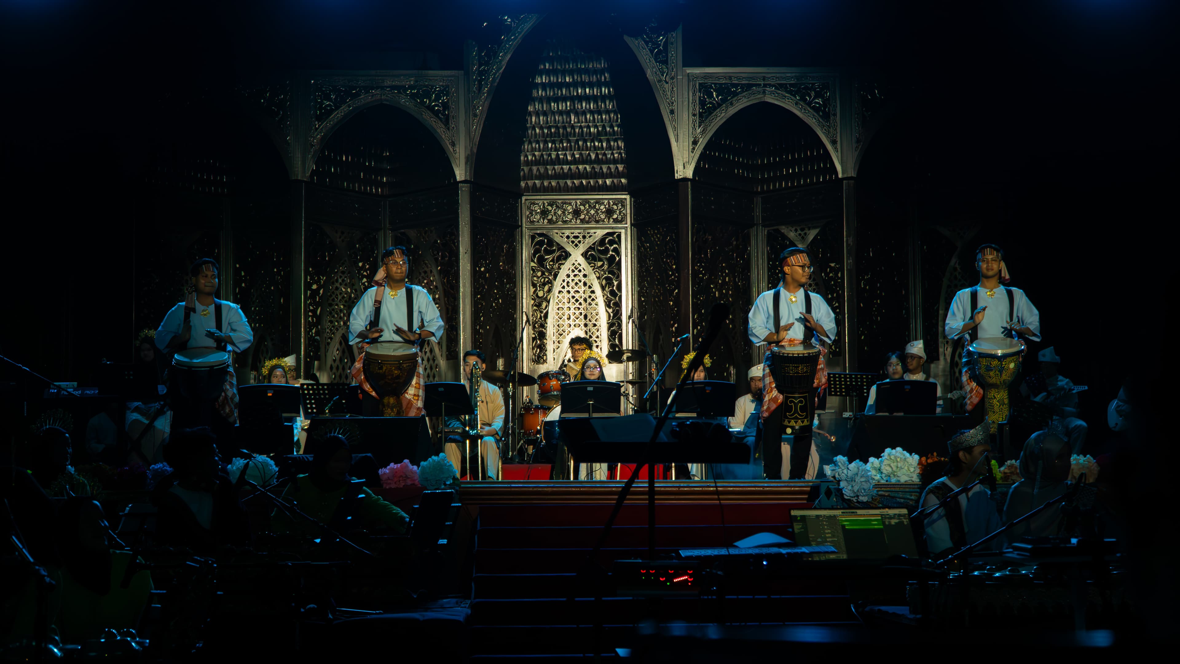 Percussion ensemble during rehearsal