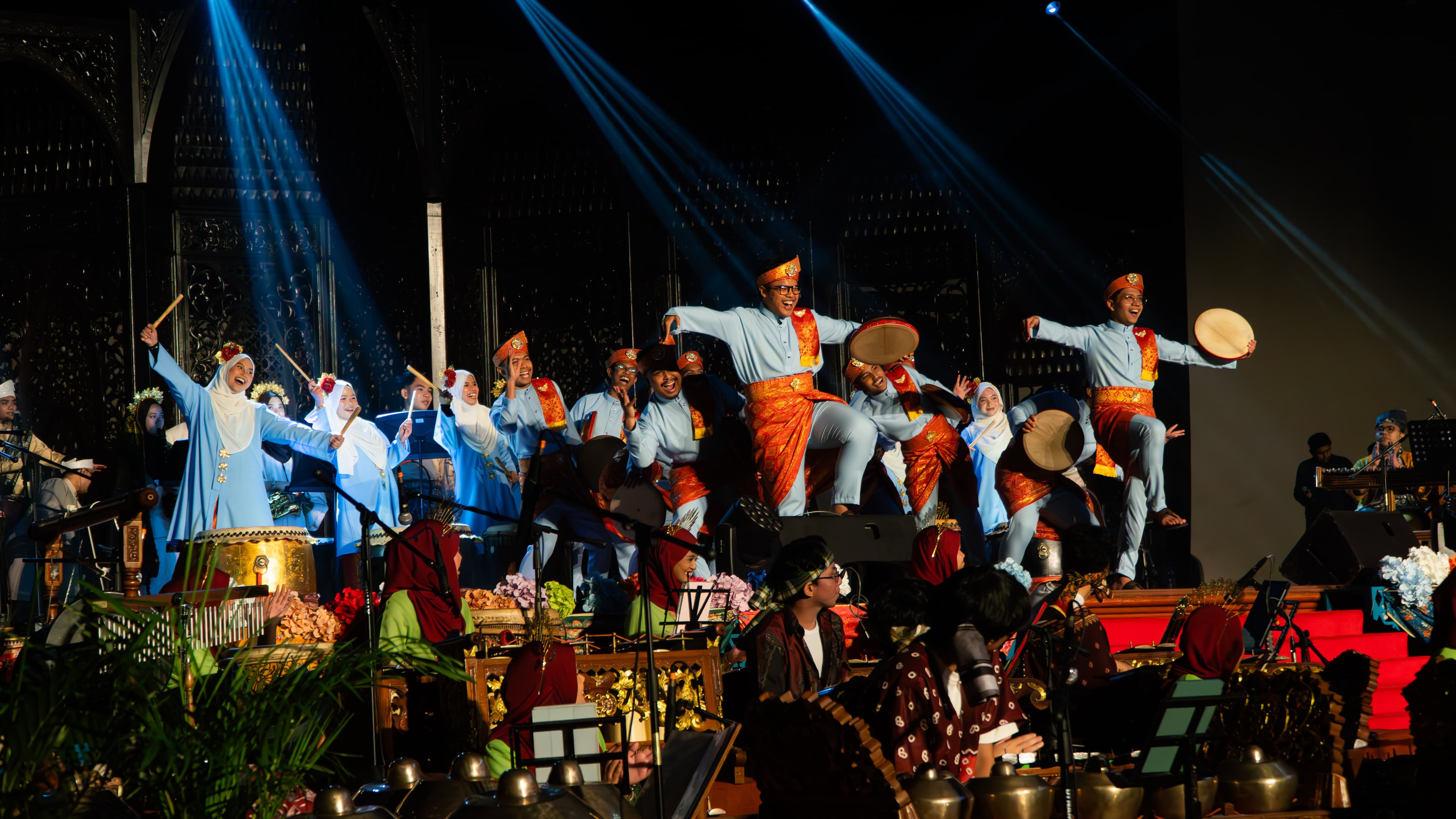 Close-up of percussion instruments in performance